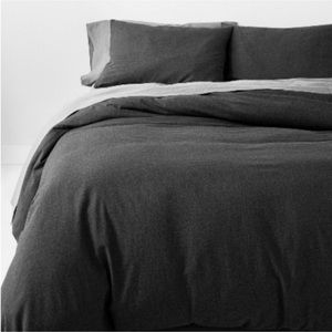 New Casaluna Cashmere Cotton Blend Duvet Cover Set Full/Queen in Washed Black